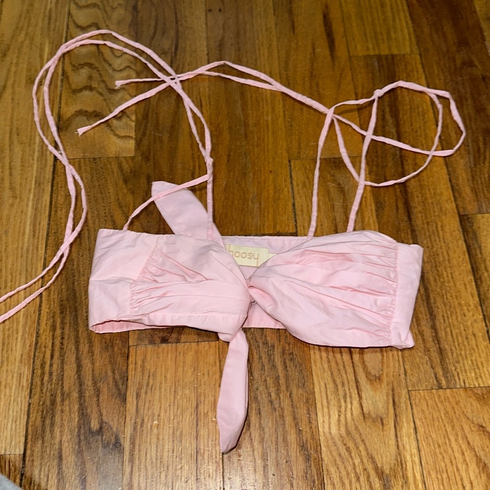 Choosy light pink top with tie detail